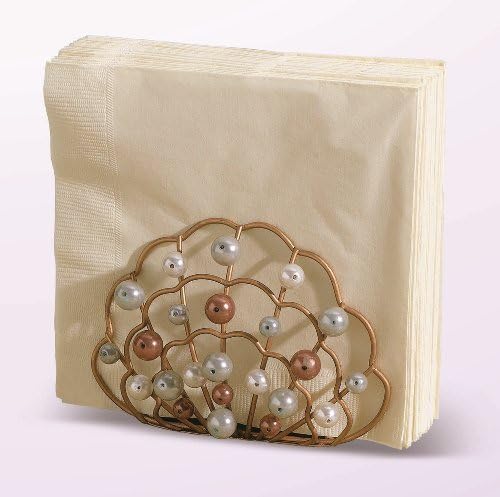 Grasslands Road Coastal Life Pearls in a Clam Napkin Holder
