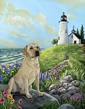 Labrador Retriever and Lighthouse Garden Flag