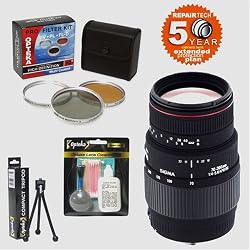 Sigma 70-300mm f/4-5.6 APO DG Macro Zoom Telephoto Lens & Filters & 6 Year Warranty for Canon EOS