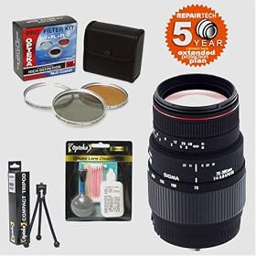 Sigma 70-300mm f/4-5.6 APO DG Macro Zoom Telephoto Lens & Filters & 6 Year Warranty for Canon EOS
