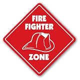 FIREFIGHTER ZONE Sign fireman fire man fighter gift
