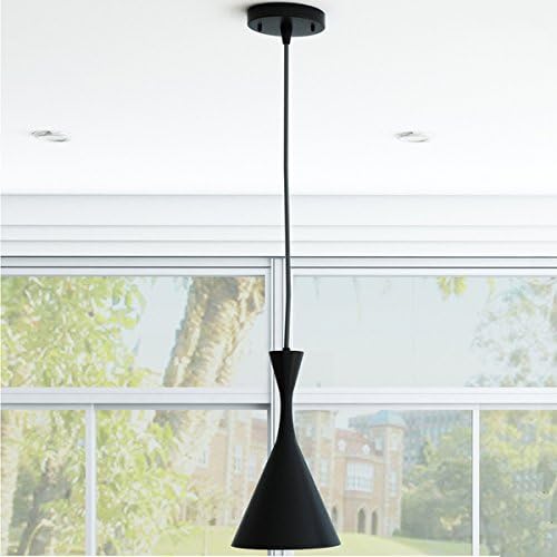 VONN Lighting Celaeno Adjustable LED Hanging Light with Hourglass Metal Shade, Black
