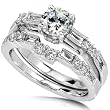 1-3/4ct TW Round & Baguette Diamond Bridal Set in 18kt Gold (Size 6.75)