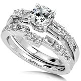 1-3/4ct TW Round & Baguette Diamond Bridal Set in 18Kt Gold (Size 6.75)