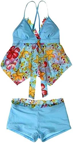 1x SWIMMWEAR New Lovely Girls Fission Boxer Swimsuit K1283 (Blue, M)
