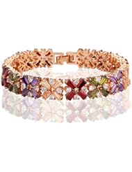 Yours 18K Rose Gold Plated Use Colorful Austria Crystal Lucky Bangel Bracelet