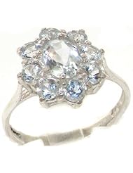 Luxury Solid 925 Sterling Silver 1.5ct Natural Aquamarine Cluster Ring - Finger Sizes 4 to 12 Available