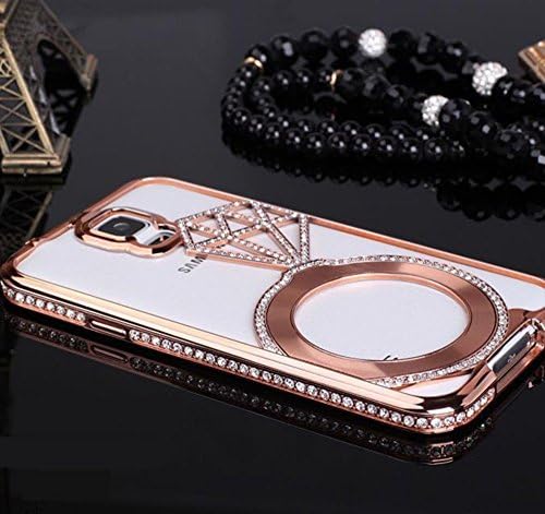 NewMall Galaxy S5 Case, Deluxe Stars Luxury Diamond Crystal Rhinestone Bling Metal Frame Bumper Case for Samsung Galaxy S5 I9600 (Rose Gold)