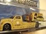 Detailed Diecast Military Transport Set - Rubber Tread Flatbed & Dozer Tan Scale 1/64