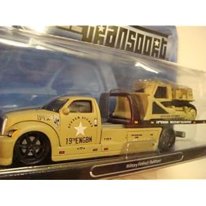 Detailed Diecast Military Transport Set - Rubber Tread Flatbed and Dozer Tan Scale 1 64 by 