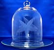 Individually Hand Etched Starfish Clear Glass Dome Butler Serving Plate 10"H