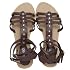 Ladies/Womens Studded Gladiator Summer Footwear Sandals Shoes (Brown Beige)