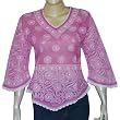 Pink Tops for Women Cotton Chikan Dress Size S
