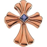 14K Rose Gold Iolite Cross Pendant