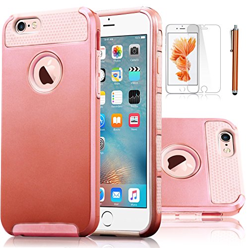 iPhone 6S Plus Case, EC™ Extra 2in1 Slim Case, Hybrid Dual Layer Shockproof Tough Plastic Silicone Hard Protective Case Cover for Apple iPhone 6 / 6S Plus (Rose Gold)