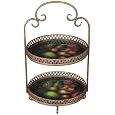 2-Tier Gold and Fruit Metal Cake Stand