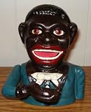 Black Americana Cast Iron Jolly Man Mechanical Bank