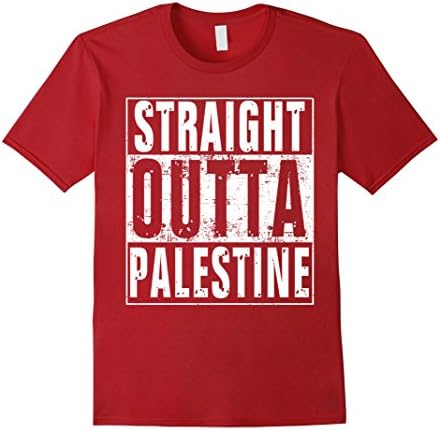 Men's Straight Outta Palestine Shirt Tee T-Shirt (FULL COLORS) Large Cranberry