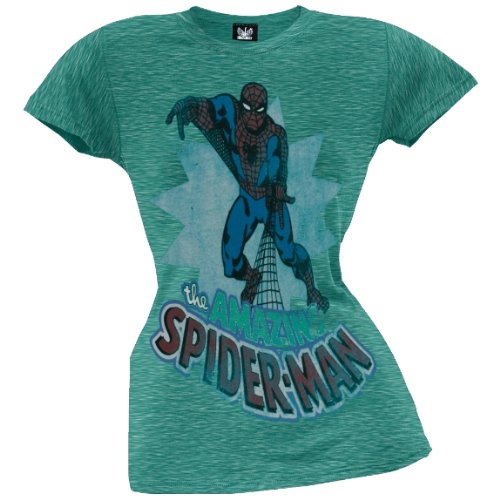  Spider-Man - Amazing Spider-Man Sea Green Juniors T-Shirt