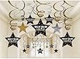 Graduation Star Swirl Decorations (Black/Silver/Gold) Party Accessory 30 pieces