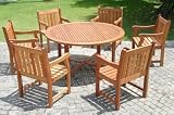 Vifah Canary Mahogany Hardwood Round Table & Armchair Marley Dining Set 2