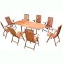 VIFAH V144SET2 Outdoor Wood 9-Piece Dining Set with Oval Extension Table, Natural Wood Finish, 91 by 39 by 29-Inch