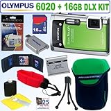 Olympus Stylus Tough 6020 14MP Digital Camera (Green) + 16GB Deluxe
 Accessory Kit