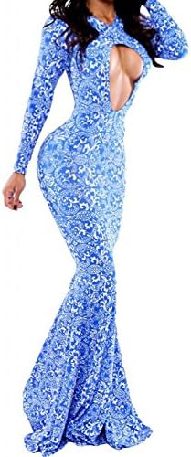 Agatha Garcia Women White Paisley Allure Blue Mermaid Maxi Dress