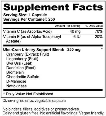 Ubervita Cranberry Fruit Extract Supplement, Pills with Antioxidant Fruit and Berry Blend, Cranberry, 250 Count