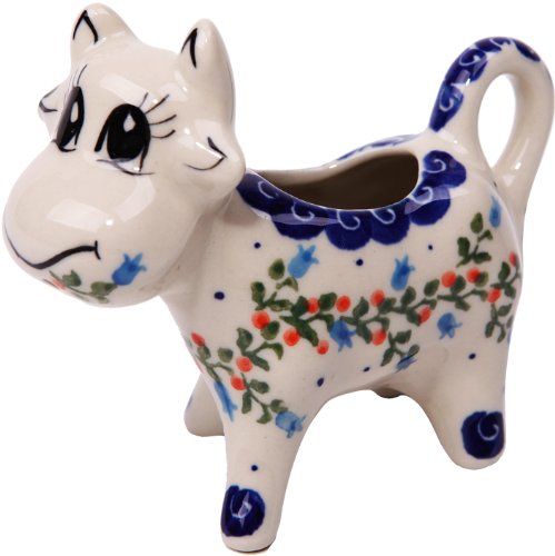 Polish Pottery Ceramika Boleslawiec 0501/166 Cow Creamer, 1/3 Cup On Sale