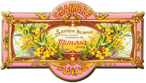 FRENCH VINTAGE METAL DOOR PLATE ROOM - MIMOSAS FLOWERS - MP103
