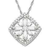 10k White Gold Diamond Square Pendant (1/3 cttw, I-J Color, I3 Clarity), 18