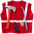 Idena 8230079 - Kinderweste Feuerwehr Set mit Axt, Brecheisen, Walkie Talkie, Abzeichen, circa 3 - 7 Jahre