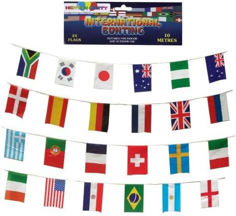 BUNTING 24 World Flags International Country Multination ideal for World cup football soccer Brazil