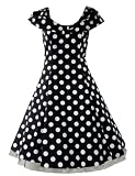 50s Retro Collar Dress Big Polka Dot Black & White