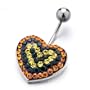 Valentines Day Gifts Black Orange Side Yellow Heart Fashion Belly Button Ring Navel Piercing Body Jewelry