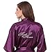 Joytton Women's Satin Kimono Robe with Embroidered Maid of Honor Short