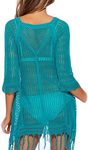 Womens Sexy Knitted Tassel Beach Dress Bikini Swimwear Cover-up