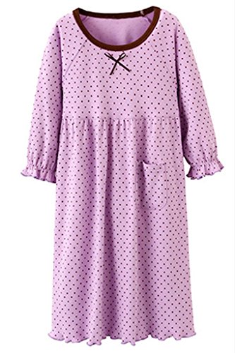 ASHERANGEL Kids Girls Short Sleeve Polka-dot Nightgown Summer Cotton Nightie Pjs