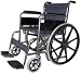 Heavy Duty 20 Leather Seat Mobile Transport Wheelchair with Chrome Steel Frame, Fixed Armrests, Fixed Footrests, Solid Castors, Solid Mag Wheels and Double Cross Bar.
