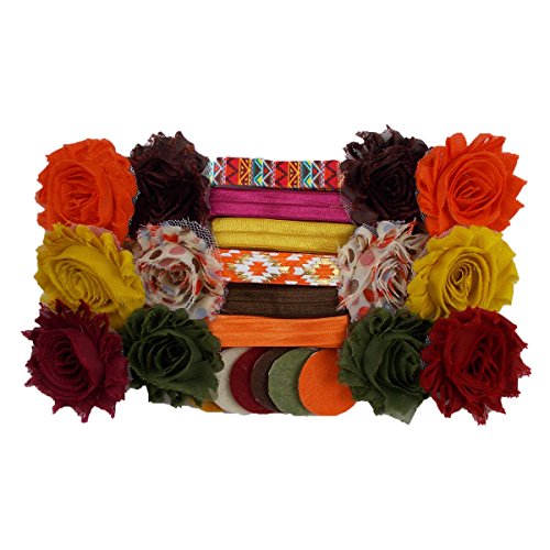 Autumn / Fall - Mini DIY Headband Kit - Makes 12 Single or 6 Double Headbands - Baby Shower Headband Station - Fashion Headbands for Birthday Party & Baby Shower Games