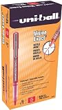 uni-ball Vision Exact Stick Fine Point Roller Ball Pens, 12 Red Ink Pens (60635)