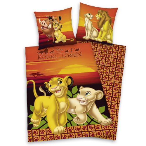 Herding 464029050 Disney&acute;s K&ouml;nig der L&ouml;wen Bettw&auml;sche, 80 x 80 cm + 135 x 200 cm, Biber / Flanell
