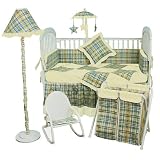 Hoohobbers Plaid / Gingham Blue 4 Piece Crib Bedding Set