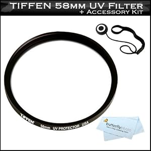 Tiffen 58mm UV Protection Filter Kit For The Canon EF-S 55-250mm f/4.0-5.6 IS Telephoto Zoom Lens for Canon Digital SLR Cameras + Lens Cap Keeper + MicroFiber Cleaning Cloth For The Canon Digital EOS Rebel T3i, T3, T1i, T2i, XS, XSi Digital SLR Cameras