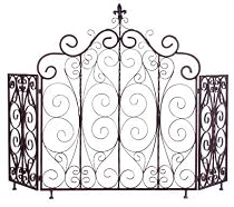 French Fleur De Lis Orleans Iron Fireplace Screen