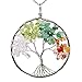 KISSPAT Handmade Tree of Life Gemstone Pendant Necklace with 26