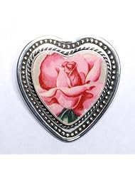 Broken China Jewelry Sterling Silver Brooch Pin Pendant Pink Rhythm Rose