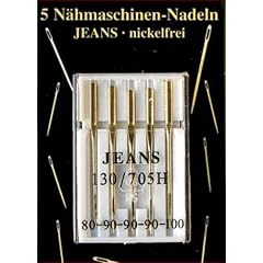5 N�hmaschinennadeln Jeans "nickelfrei" 130/705H Flachkolben f�r N�hmaschine