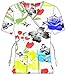 G Med Women's Printed Mock Wrap V Neck Back Tie 2 Pockets Scrub Top